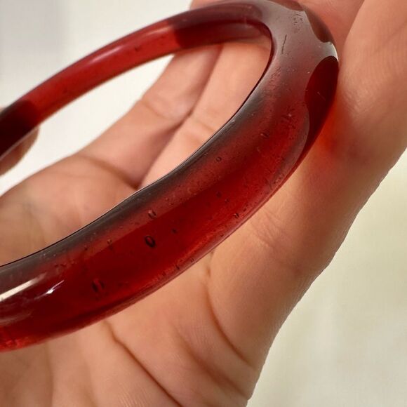 Vintage Red Roman Glass Bangle Bracelet - Picture 2 of 7